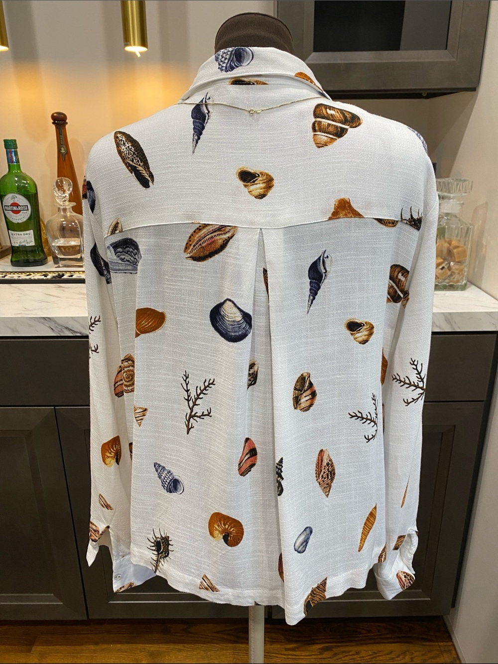 Jane and Delancy Seashell Print button shirt top blouse tunic